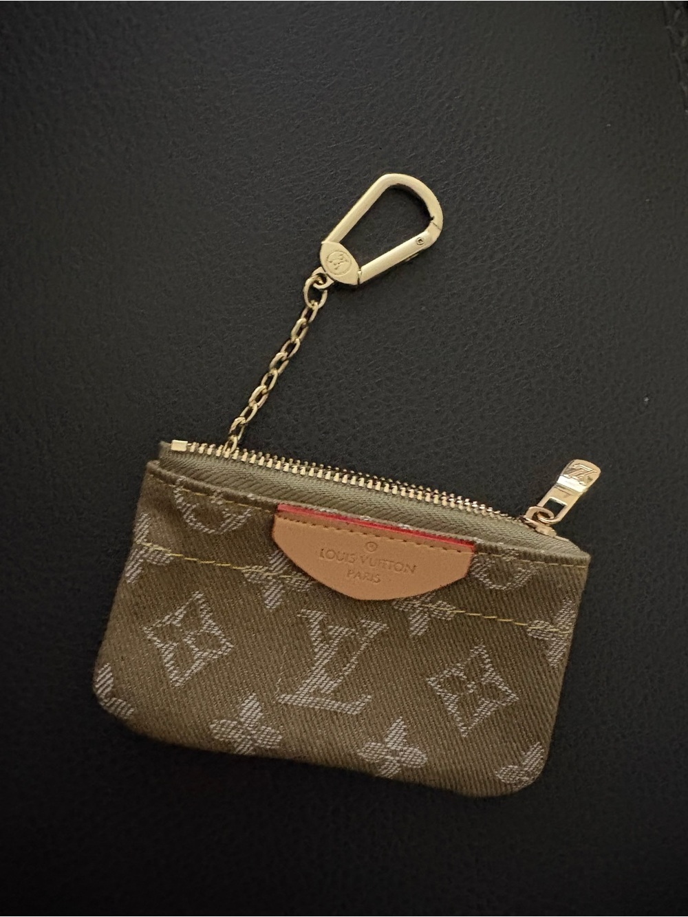 Louis Vuitton Monogram Canvas Key Pouch with Gold Chain
